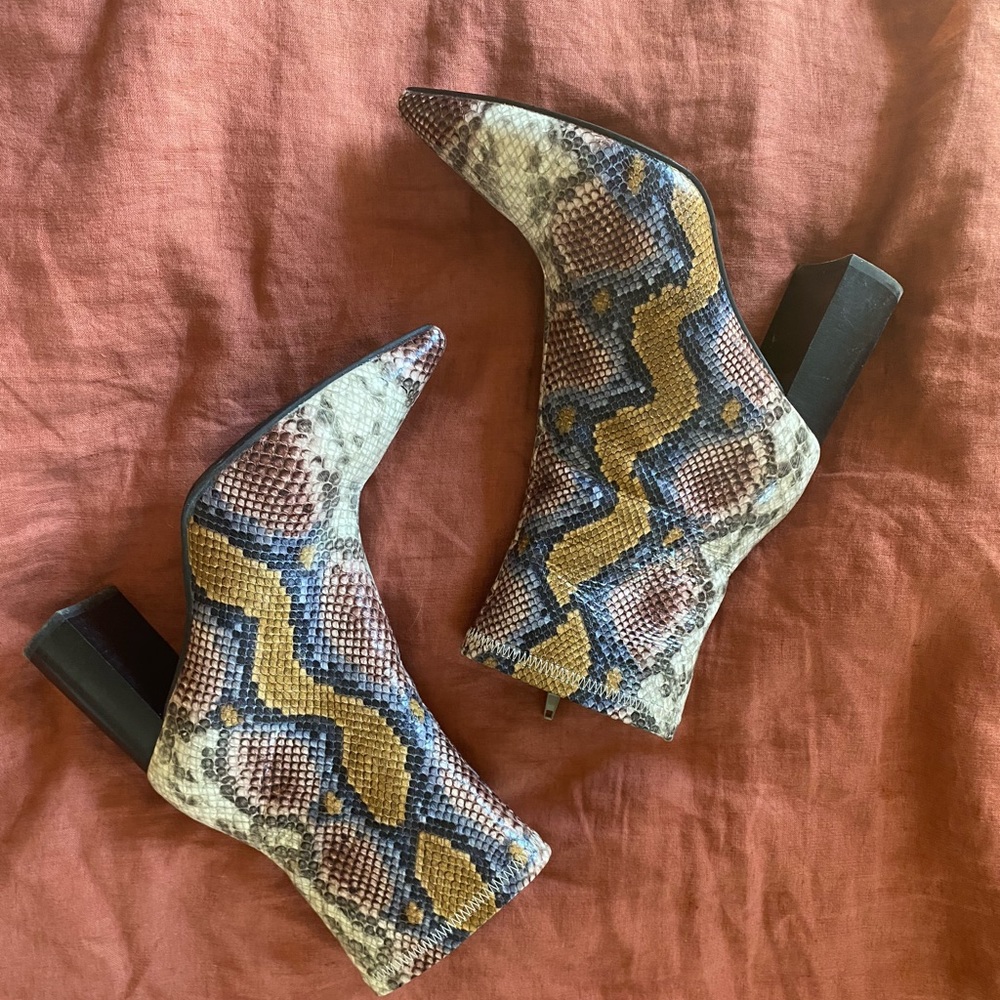 JEFFREY CAMPBELL SNAKE-PRINT BOOTIES